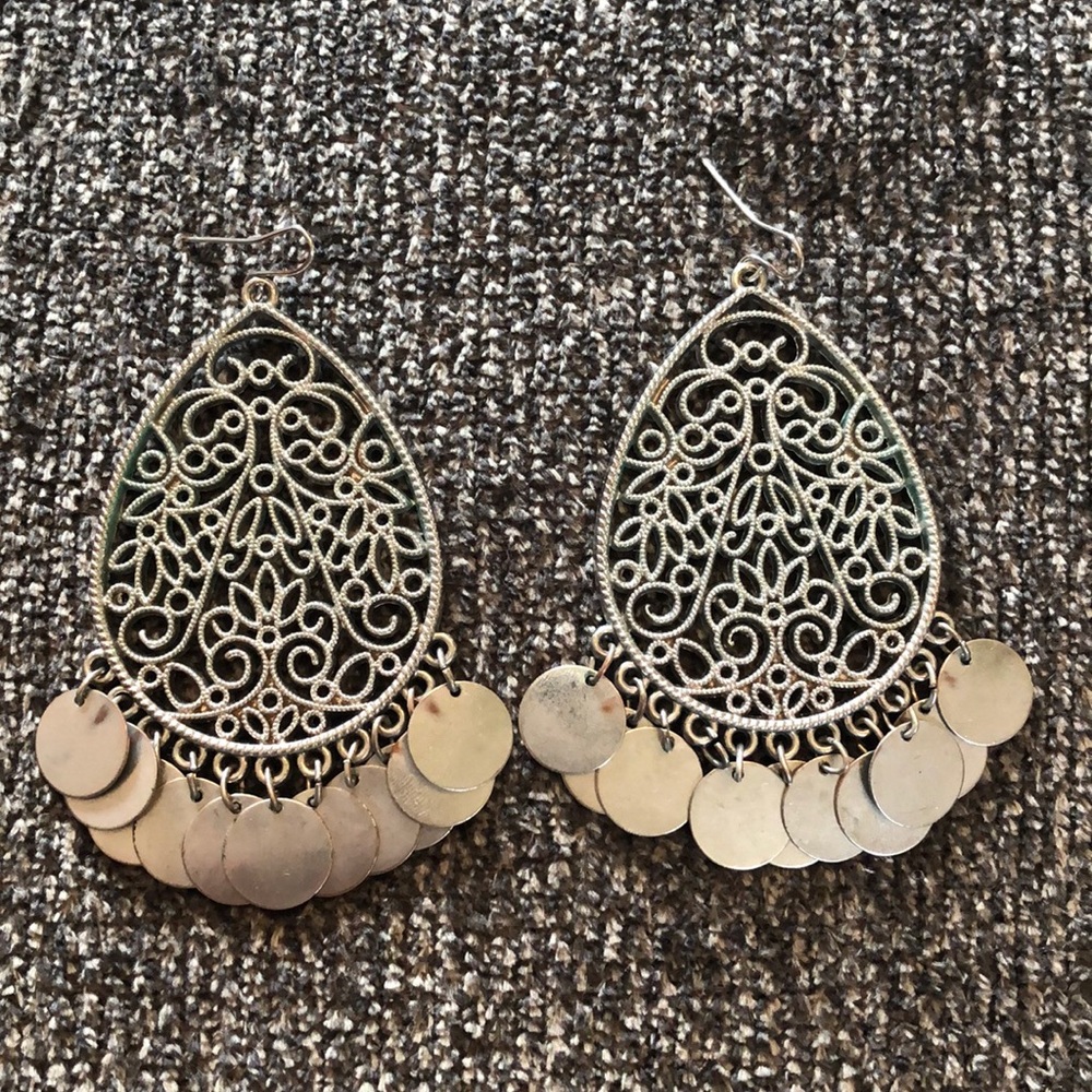 Boho Style Dangling Coin Disc Chandelier Earrings
